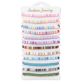 Set of 12 colorful Heishi clay bead bracelets on card for women and best friends - Colorful Heishi Bead Style (FK1875) / Woven Style