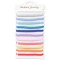 Set of 12 colorful Heishi clay bead bracelets on a display card for women - Fixed Heishi Bead Style (FK1870) / Woven Style