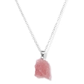 Collana con ciondolo in pietra di cristallo rosa naturale e catena d'argento - Pietra Grezza Rosa Catena Oro Rosa (FN1744)
