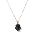 Collana a catena dorata con pendente in pietra naturale nera grezza e irregolare - Pietra Grezza Nera Catena Argento (FN1746)