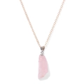 Collana con ciondolo in quarzo rosa grezzo irregolare e catena dorata per donna - Pietra Grezza Rosa Pallido Catena Oro (FN1748)