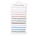 12-piece set of faceted crystal bead bracelets in vibrant colors on display card - Woven Style
