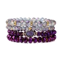 Ensemble de 4 bracelets en perles de cristal avec pendentif en druzy violet pour femme - Style Violet Foncé (FK1898-19CM)
