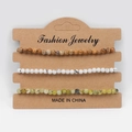 Three-piece set of natural stone beaded bracelets with brown and white turquoise textures - Yellow Turquoise White Turquoise Picture Jasper