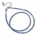 Collar de piedras naturales con cuentas facetadas azul oscuro y colgante de corazón - Lapislázuli fénix