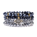 Ensemble de quatre bracelets en perles de cristal bleu marine avec pendentif hexagonal - Style Bleu (FK1900-19CM)