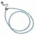 Collar de piedras facetadas azul claro con colgante de corazón y cierre de langosta plata - Apatito
