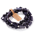 Dettaglio del set di bracciali in pietra blu sabbia con perline e pietre grezze - Stile Pietra del Sole Blu (FK2053) / 19cm