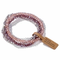Vierteiliges stapelbares Glasperlen-Armbandset mit facettierten Perlen in Lila und Rosa - Hellrosa Dunkelviolett Transparent und Silbergrau Verlaufsstil (FK1989)