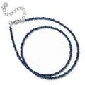 Collar minimalista de cuentas de piedra azul facetada con colgante de corazón de plata - Cristal Azul
