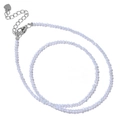 Collar de cuentas de piedra facetada azul claro con cierre de langosta y corazón - Ágata Púrpura