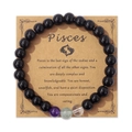 Dettaglio del bracciale con perline Pesci su carta kraft con pietre nere e cristalli naturali - Pesci / 19cm