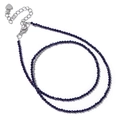 Collar de una sola capa con cuentas de piedra natural azul oscuro y dije de corazón - Piedra de arena azul