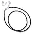 Collar minimalista de cuentas de piedra negra facetada con cierre de plata y corazón - Espinela negra