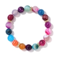 Vue détaillée des perles de pierre colorées 10mm avec séparateurs en strass dorés - 19cm / Style Agate Mixte Multicolore (H0090-19cm)