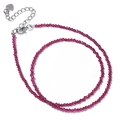 Collar minimalista de cuentas púrpuras con colgante de corazón plateado y cierre de mosquetón - Rojo Rubí