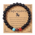 Bracciale zodiacale Capricorno con perle di ossidiana nera e pietre naturali su carta vintage - Capricorno / 19cm