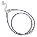 Collar minimalista de piedra natural con cuentas facetadas gris oscuro y colgante de corazón - Terahercio