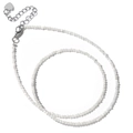Collar sencillo de piedras blancas para mujer con cierre plateado y colgante de corazón - Piedra de luna azul