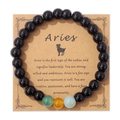 Bracciale Ariete con perle nere e accenti colorati su cartoncino kraft marrone - Ariete / 19cm