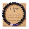 Bracciale Bilancia con perle nere lucide e accenti in pietra naturale colorata - Bilancia / 19cm