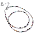 Collar artesanal de cuentas de piedras naturales de colores con colgante de corazón - Multiedra Negra
