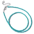 Collar minimalista de cuentas turquesas con cierre de mosquetón y colgante de corazón - Turquesa Azul