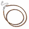 Collar minimalista de cuentas de ojo de tigre natural facetado con cierre de langosta plata - Ojo de Tigre Amarillo