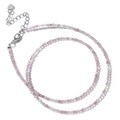 Collar minimalista de piedras naturales rosa facetadas con un colgante de corazón - Cuarzo Fresa