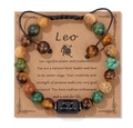Dettaglio del bracciale con pietre naturali segno Leone e cinturino regolabile - 19cm / Leone (FK2149)