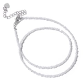Collar de doble capa con cuentas de cristal blanco facetado y dije de corazón - Circona Blanca
