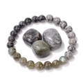 Detalle de pulsera de cuentas de piedra natural con piedras de labradorita pulidas - Gris (FK2384-19CM)