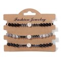 Set di 3 bracciali da uomo in pietre laviche e perline di marmo grigio su carta - Modello Stella E Percentuale (FK1980-19CM)