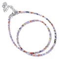 Collar minimalista de piedras naturales multicolores con colgante de corazón plateado - Multicolor