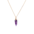 Collana a catena dorata minimalista con ciondolo esagonale in ametista viola - Stile Prisma Esagonale (FN1865)