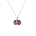 Collana a catena dorata minimalista con un ciondolo esagonale in ametista viola - Stile Colonna Esagonale con Fibbia in Metallo (FN1866)