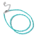Collar de cuentas de piedra natural azul cielo con cierre de mosquetón plateado y corazones - Amazonita