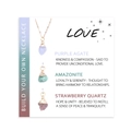 Detail of natural purple agate, amazonite and strawberry quartz pendants with gold rims - Purple Agate Amazonite Strawberry Quartz (FN1082)