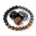 Set di braccialetti con perline di occhio di tigre, ematite e pietra lavica naturale - Occhio di Tigre (FK2385-19CM)