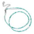 Collar minimalista de cuentas de piedra verde y blanca con colgante de corazón plata - Ágata verde