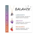 Handmade irregular natural gemstone necklace set with labradorite and amethyst in gold finish - Labradorite Amethyst Red Quartz (FN1085)