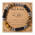 Detail of beaded bracelet with tiger eye and hematite stones on a Father and Son gift card - Dad & Son Sentimental Style (H0135-19cm)