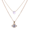 Zweilagige goldene Evil Eye Halskette mit Kristallen und Tropfen-Anhänger - Klarer Irisierender Wassertropfen Stil (FN1893)