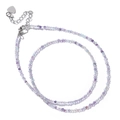 Collar de cuentas de piedras naturales violetas y azules con un colgante de corazón - Fluorita púrpura