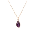 Collana a catena dorata minimalista con pendente in ametista viola a forma di pera - Stile Forma a Pera Sfaccettata (FN1872)