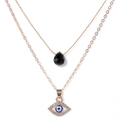 Dolagige Evil Eye Halskette mit schwarzer Tropfenperle in Roségold-Optik - Schwarzer Wassertropfen Stil (FN1895)
