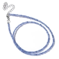 Collar de cuentas de piedra natural azul claro con dije de corazón y cierre de langosta - Ágata azul
