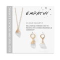 Détail du parure collier et boucles d'oreilles en quartz sur carte d'empathie - Style Quartz Clair (FN1278)
