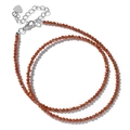 Collar de piedras doradas marrones con cuentas facetadas y un colgante de corazón plateado - Piedra de Arena Dorada