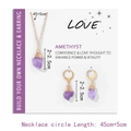 Set gioielli con ametista naturale e collana dorata 45cm con orecchini a gancio abbinati - Viola